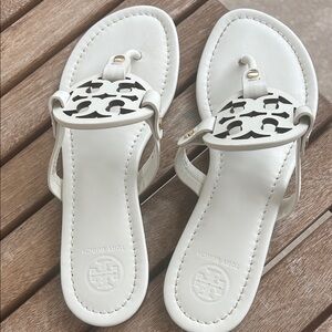 Tory Burch Ivory Cutout Sandals